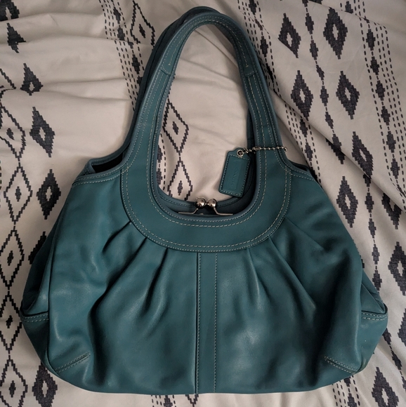 Coach Handbags - Coach Turquoise Kisslock Ergo Shoulder Bag